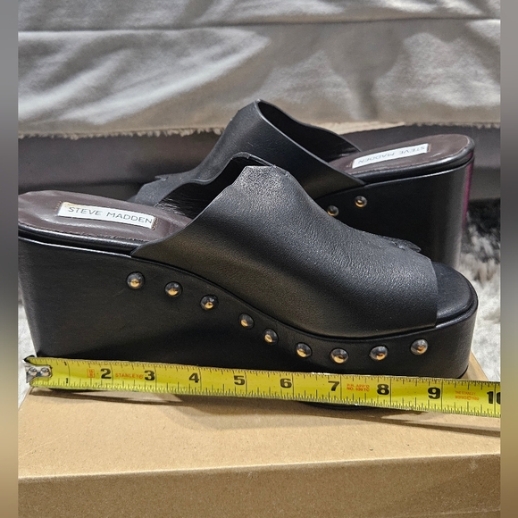 NWB Steve Madden Sadie black leather open toe Size 41 - Picture 11 of 12